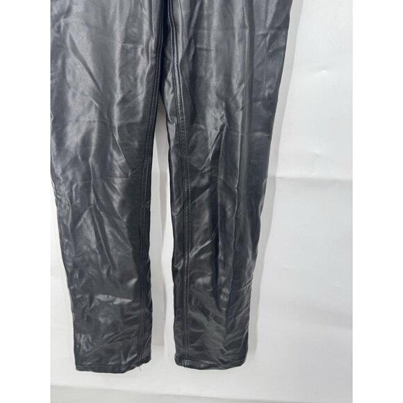 Abercrombie & Fitch Black 90s Straight Ultra HR Cross Waist Pant Vegan Leather 2 - Picture 7 of 9